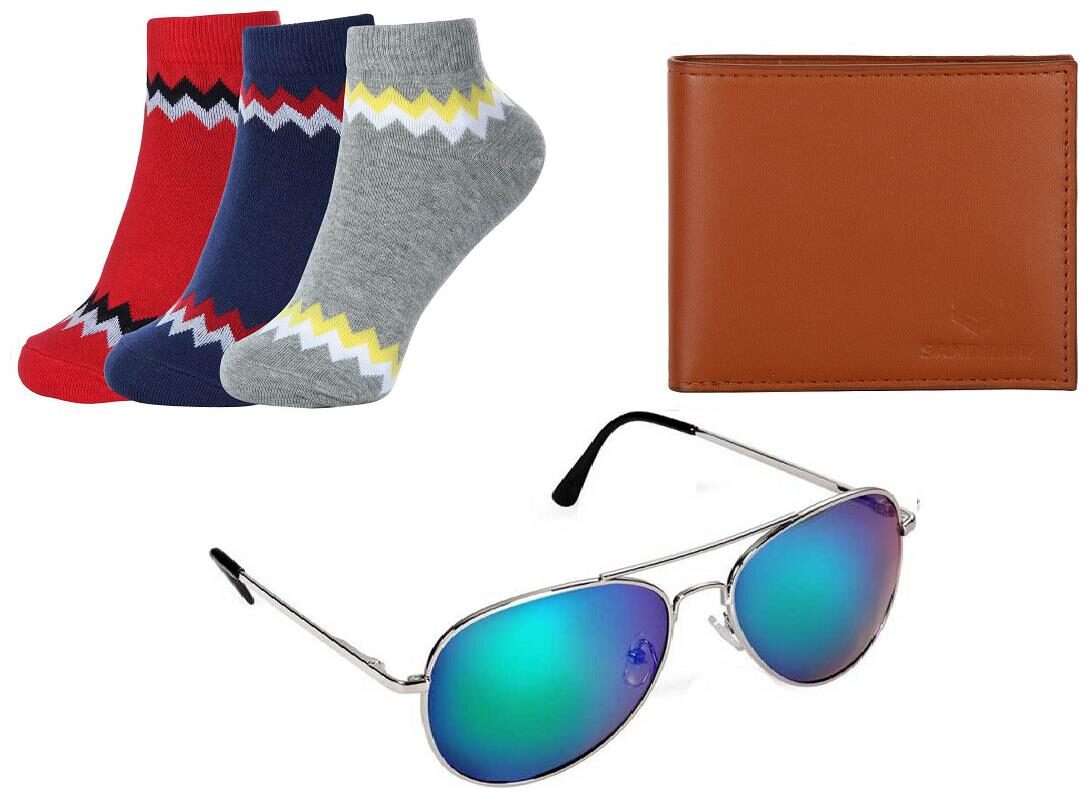 

Sandilor Unisex Combo Of Wallet Socks And Avaitor Sunglass