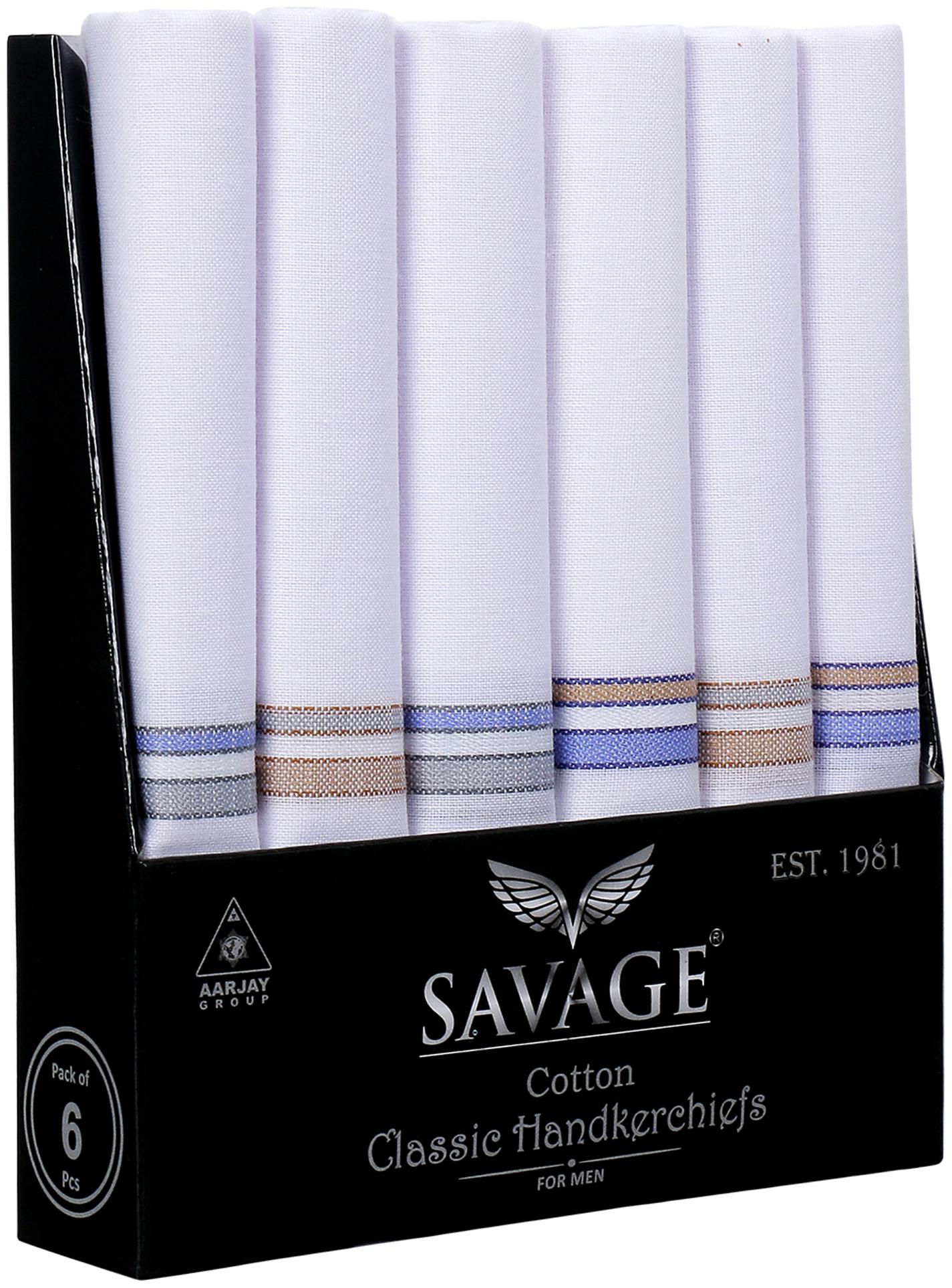 

Savage White Cotton Handkerchiefs ( Pack of 6 )