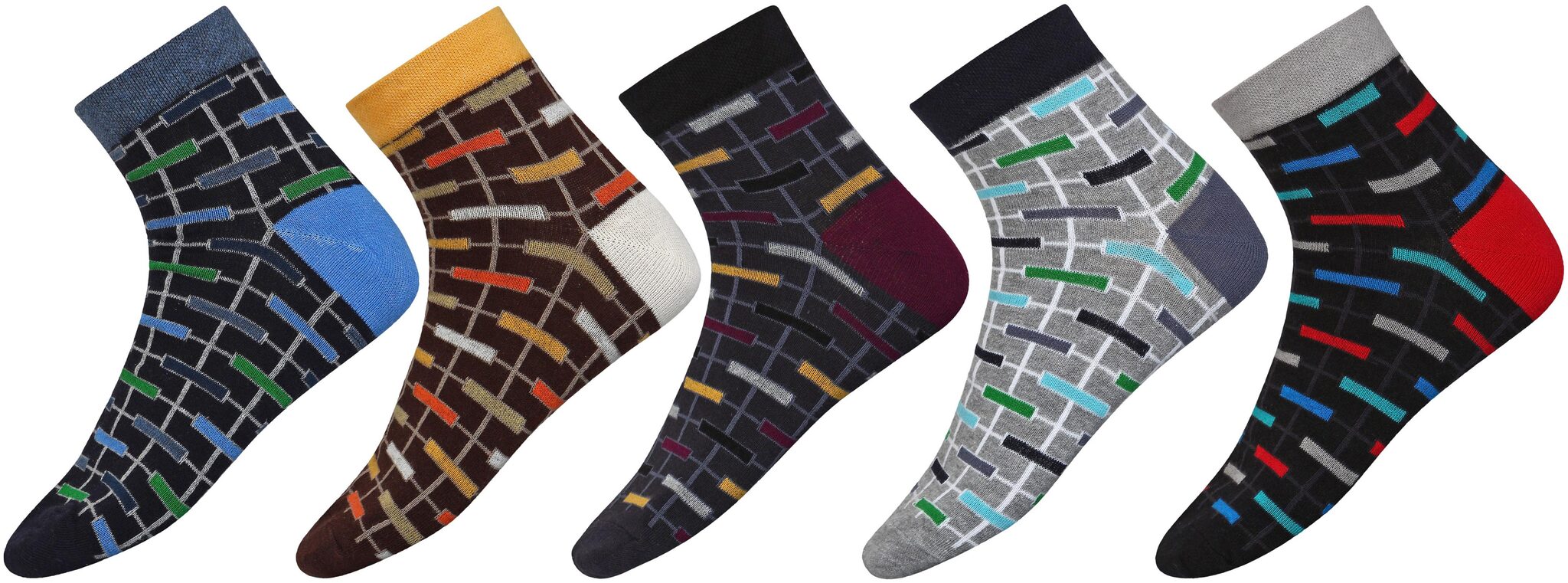 

SIDEWOK Ankle Socks Half Length Pure Cotton Printed Socks For Men Boys-Combo of 5 Pair Free Size(SCS-HL-08)