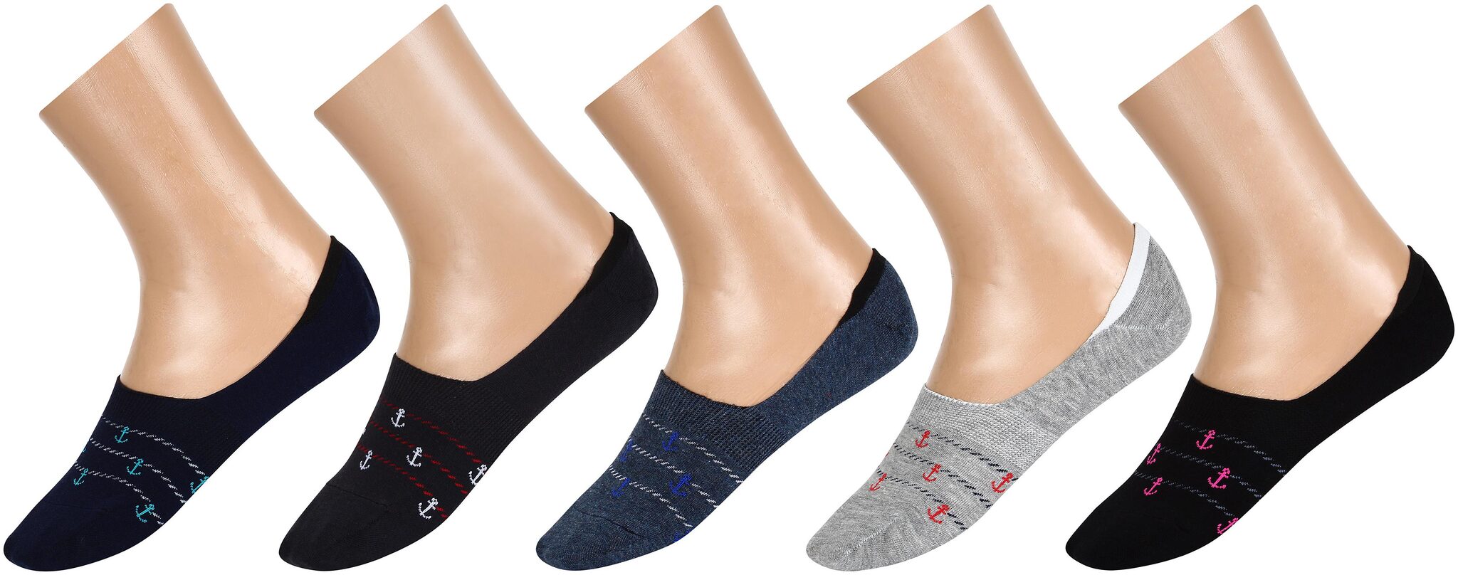 

SIDEWOK Loafer No Show Socks Low Cut Pure Cotton Unisex Printed Socks-Combo of 5 Pair Free Size