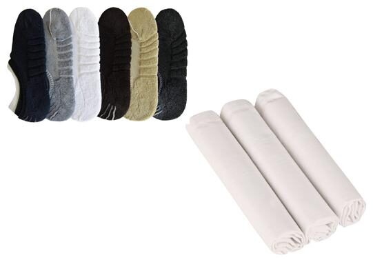 

Signara Combo of 6 Towel Loafer Socks and 3 White Handkerchiefs