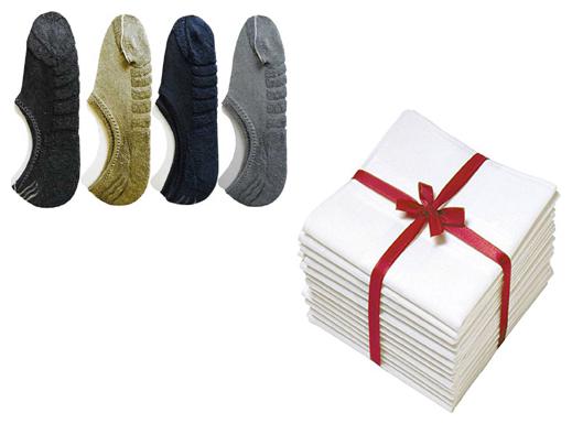

Signara Combo of 4 Towel Loafer Socks and 12 White Handkerchiefs