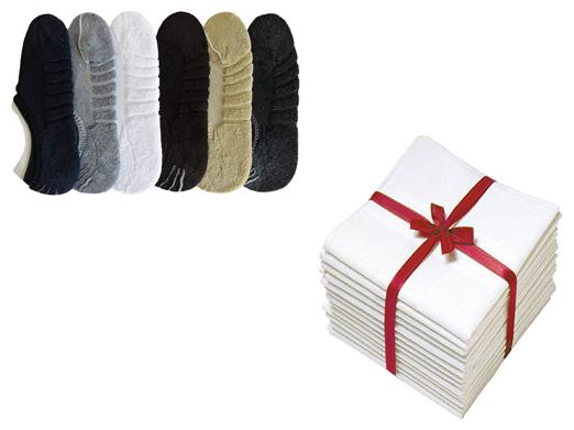 

Signara Combo of 6 Towel Loafer Socks and 12 White Handkerchiefs