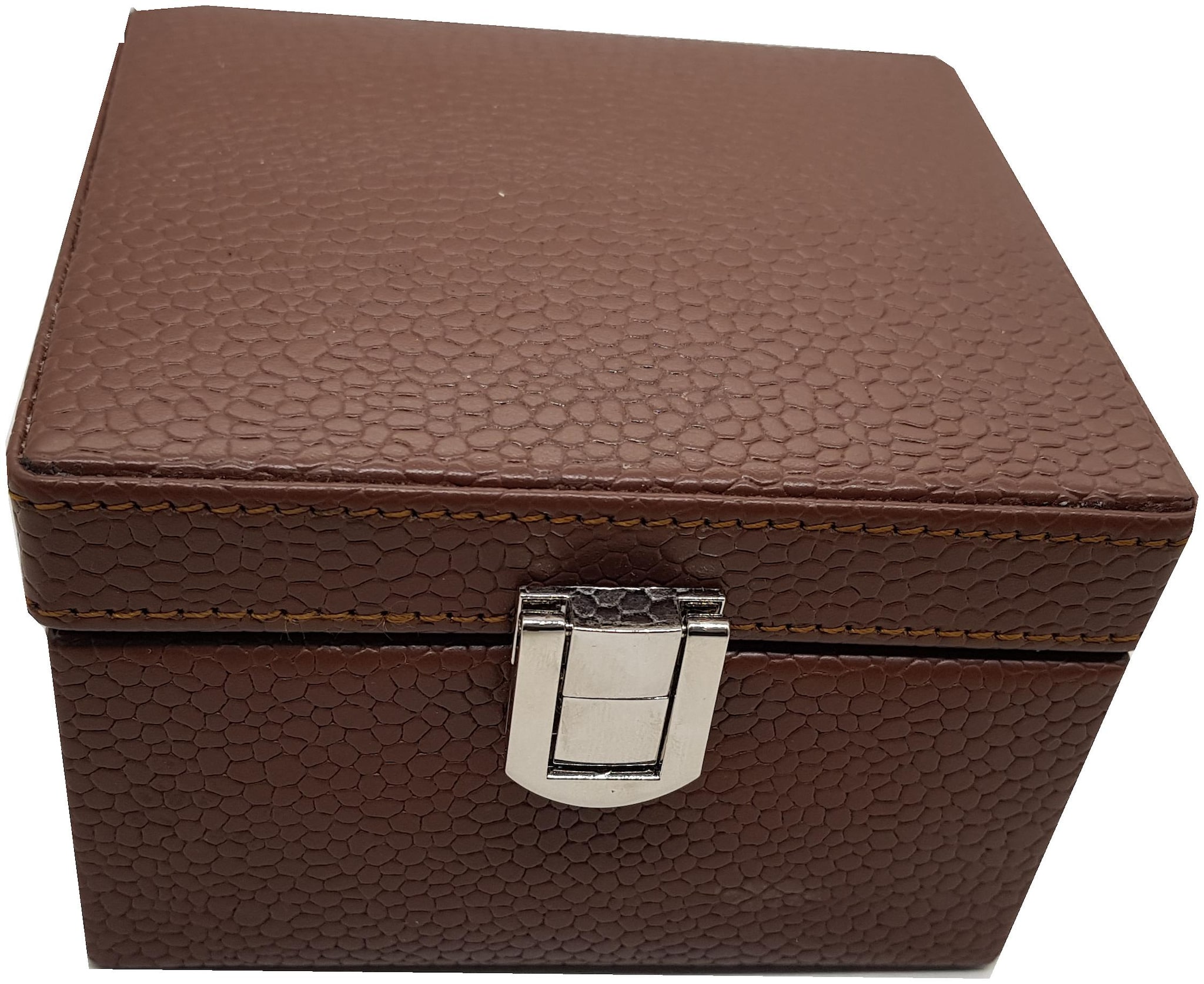 

Smart Essart Faux Leather Dotted-Print Watch Box for 2 Watches Stylish Lock Closure Tan