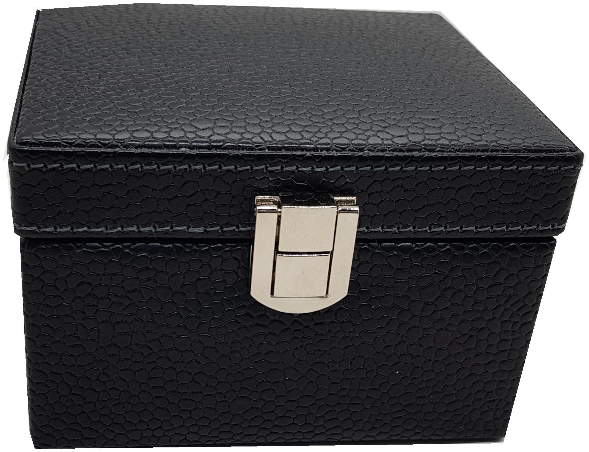 

Smart Essart Faux Leather Dotted-Print Watch Box for 2 Watches Stylish Lock Closure Black