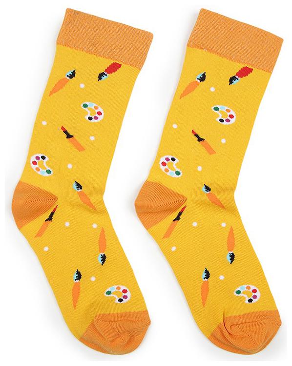 

Soxytoes Yellow Cotton Crew length socks ( Pack of 1 )