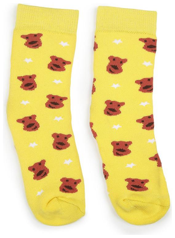 

Soxytoes Yellow Cotton Crew length socks ( Pack of 1 )