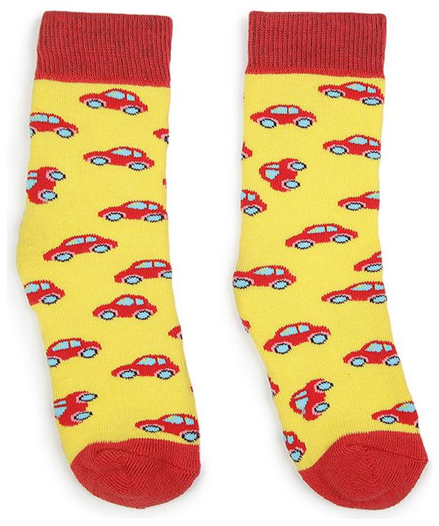 

Soxytoes Yellow Cotton Crew length socks ( Pack of 1 )