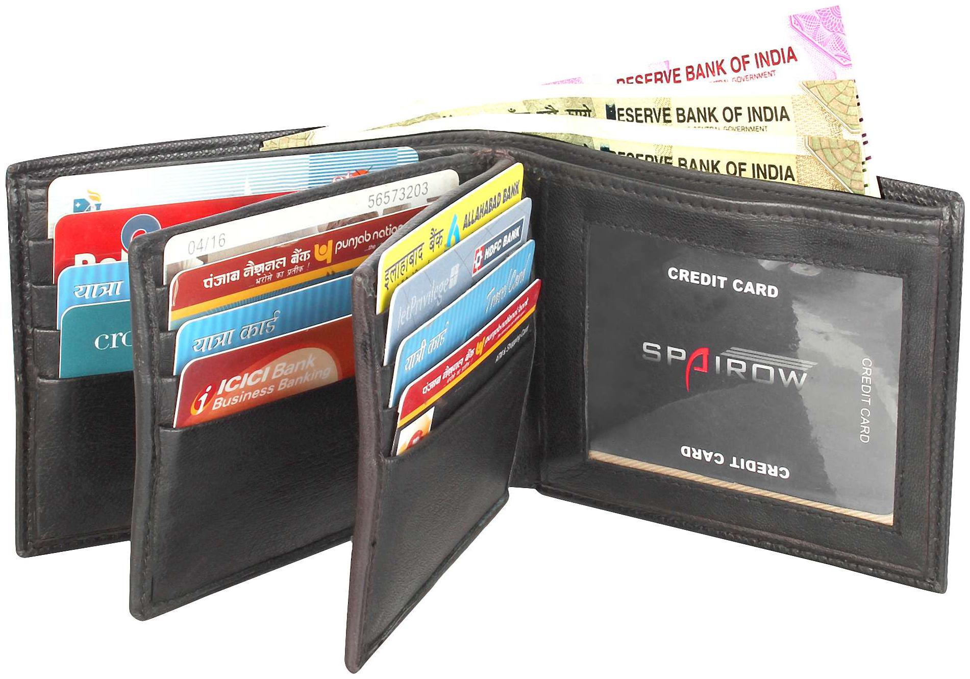 

Spairow Men Black Leather Bi-Fold Wallet ( Pack of 1 )