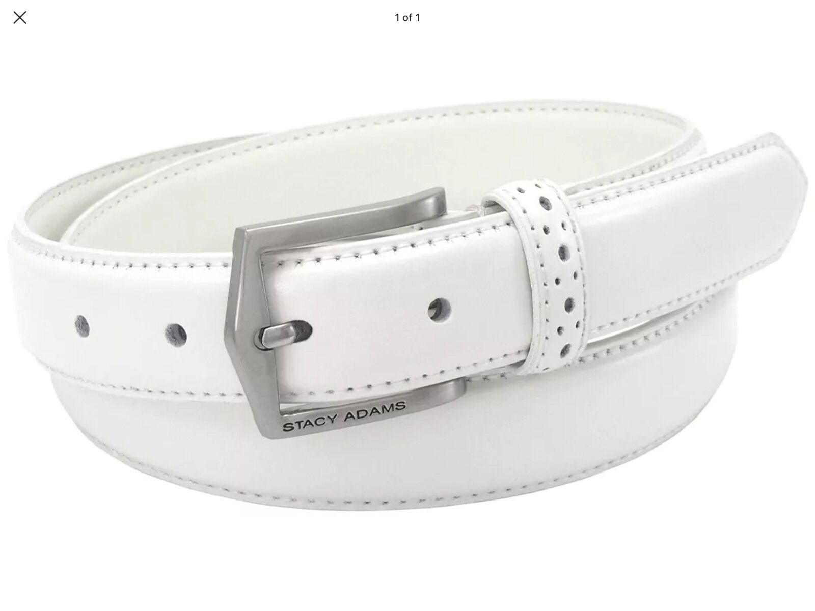 

STACY ADAMS MEN S PINSEAL LEATHER BELT WHITE NEW WITH TAGS
