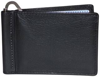 STYLE 98 Men Black Leather Solid Money Clips Wallet