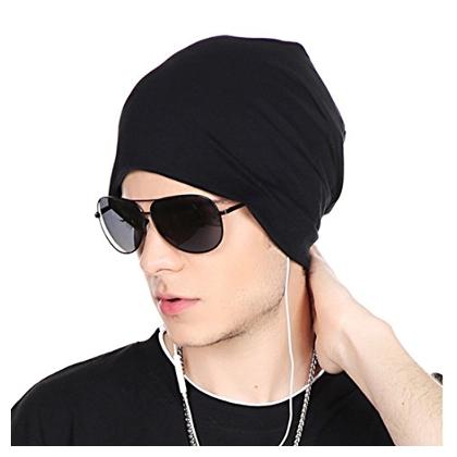 

Summer Beanie Cap Slouchy Sun Cotton Cap Sleep Cap Hairloss Cap Skull Cap Black
