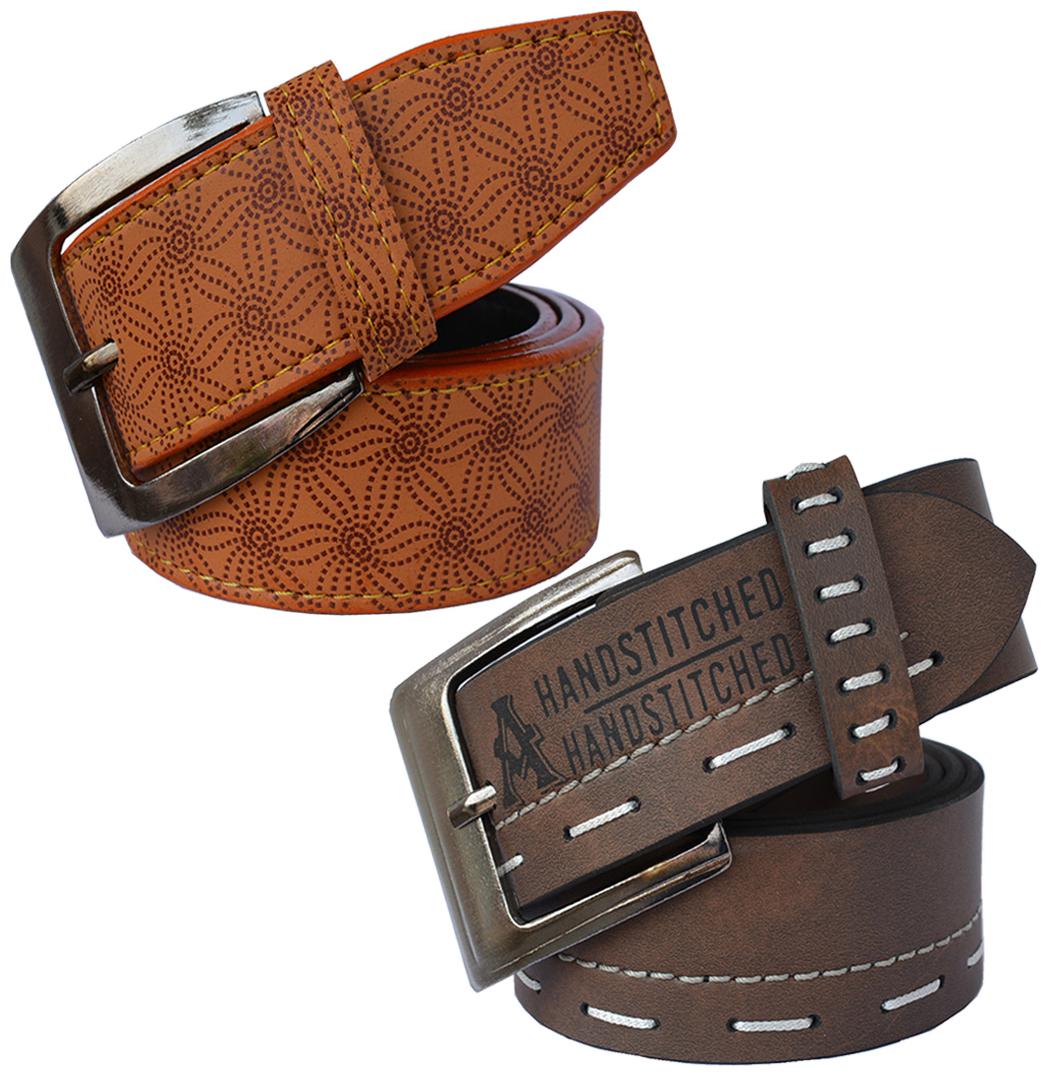 

Sunshopping Men s Brown and Tan Formal Synthetic Belts
