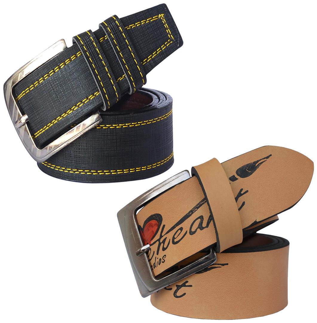 

Sunshopping Men s Tan and Black Formal Synthetic Belts