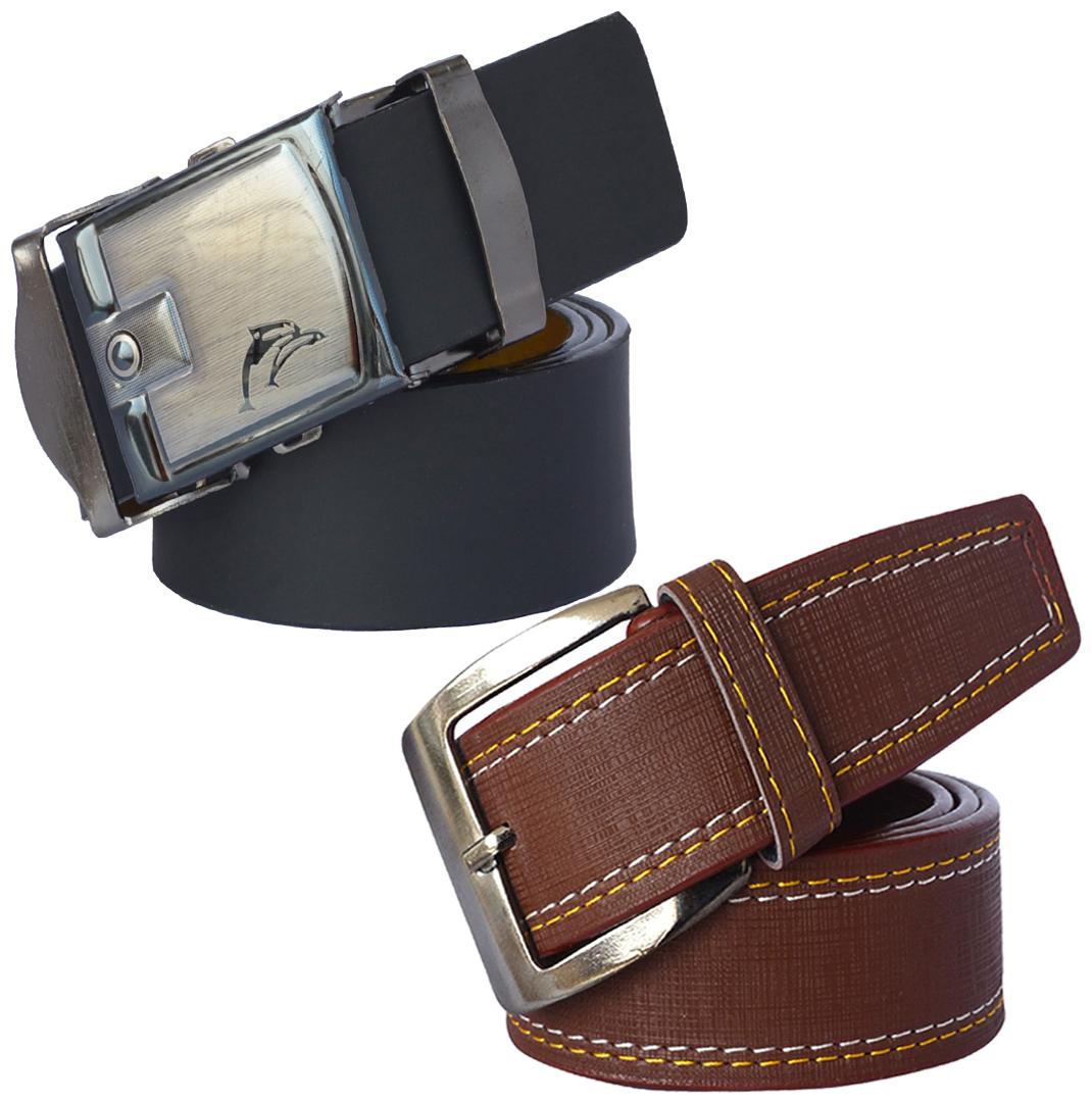 

Sunshopping Men s Brown and Black Formal Synthetic Belts