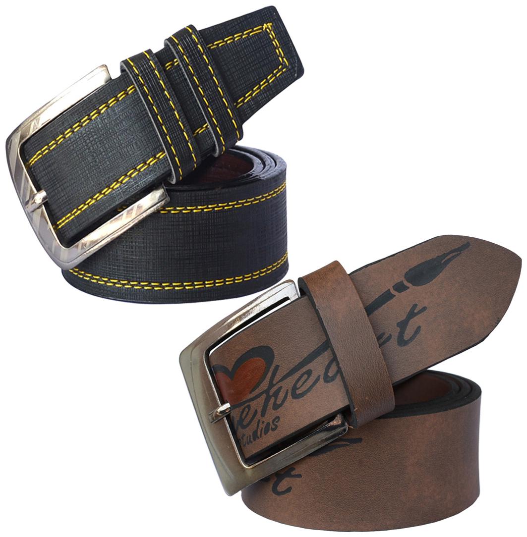 

Sunshopping Men s Black and Brown Formal Synthetic Belts