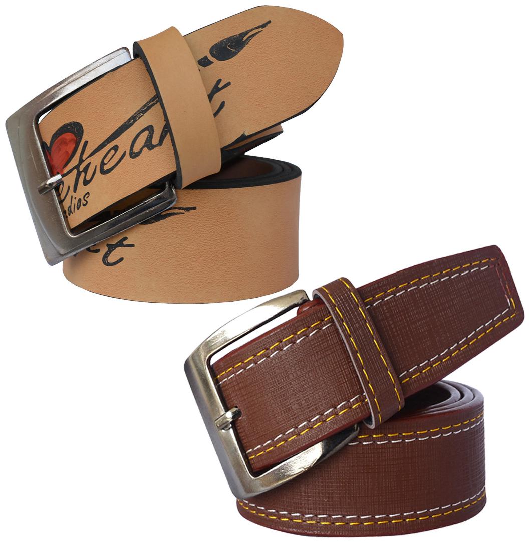 

Sunshopping Men s Tan and Brown Formal Synthetic Belts