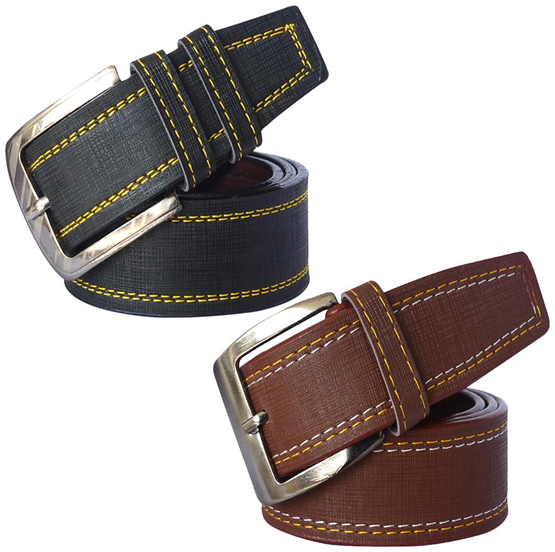 

Sunshopping Men s Black and Brown Formal Synthetic Belts