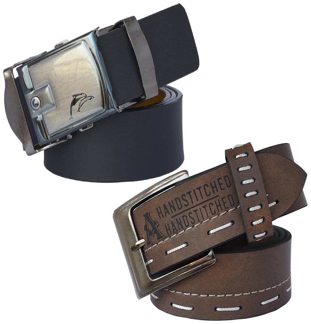 

Sunshopping Men Brown and Black Formal Synthetic Belts
