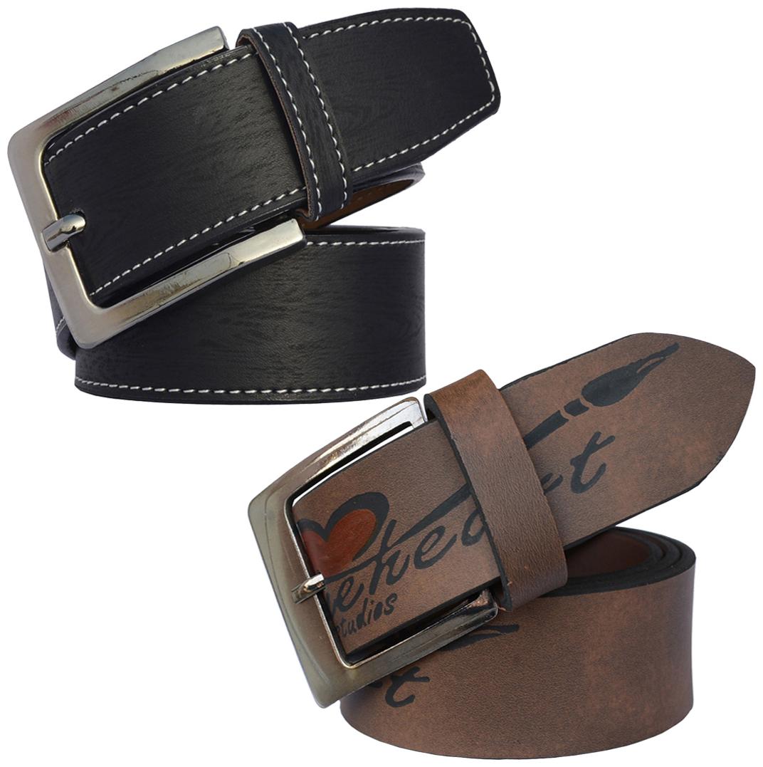 

Sunshopping Men Tan and Black Formal Synthetic Belts