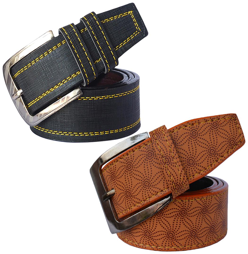 

Sunshopping Men s Black and Tan Formal Synthetic Belts