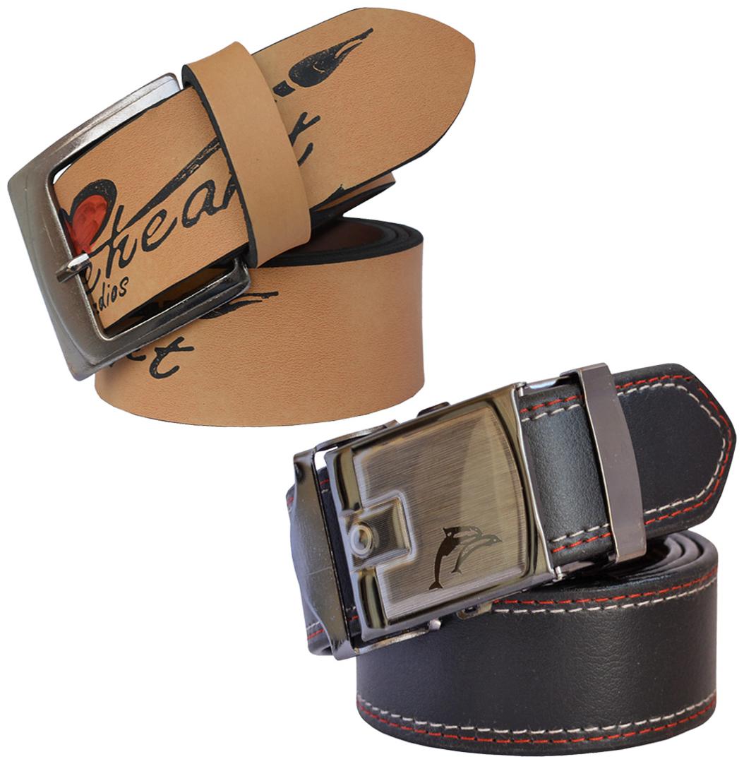 

Sunshopping Men Tan and Black Formal Synthetic Belts