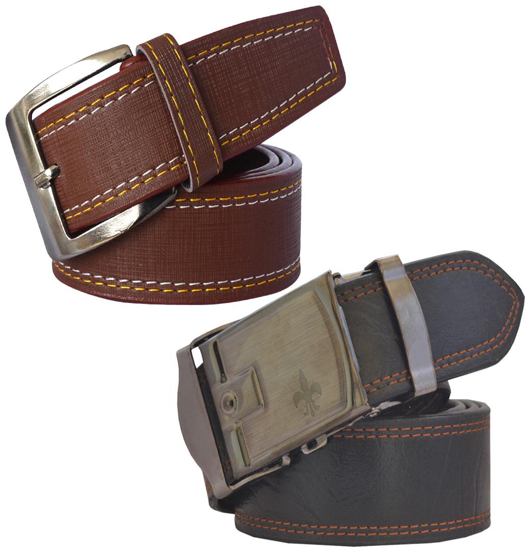 

Sunshopping Men s Brown and Black Formal Synthetic Belts