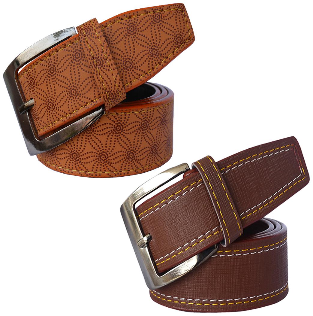 

Sunshopping Men s Tan and Brown Formal Synthetic Belts