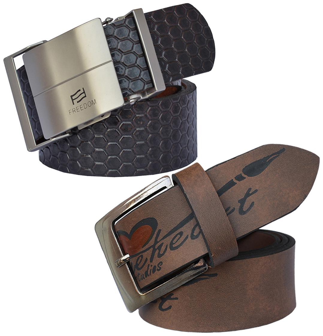 

Sunshopping Men s Brown and Black Formal Synthetic Belts