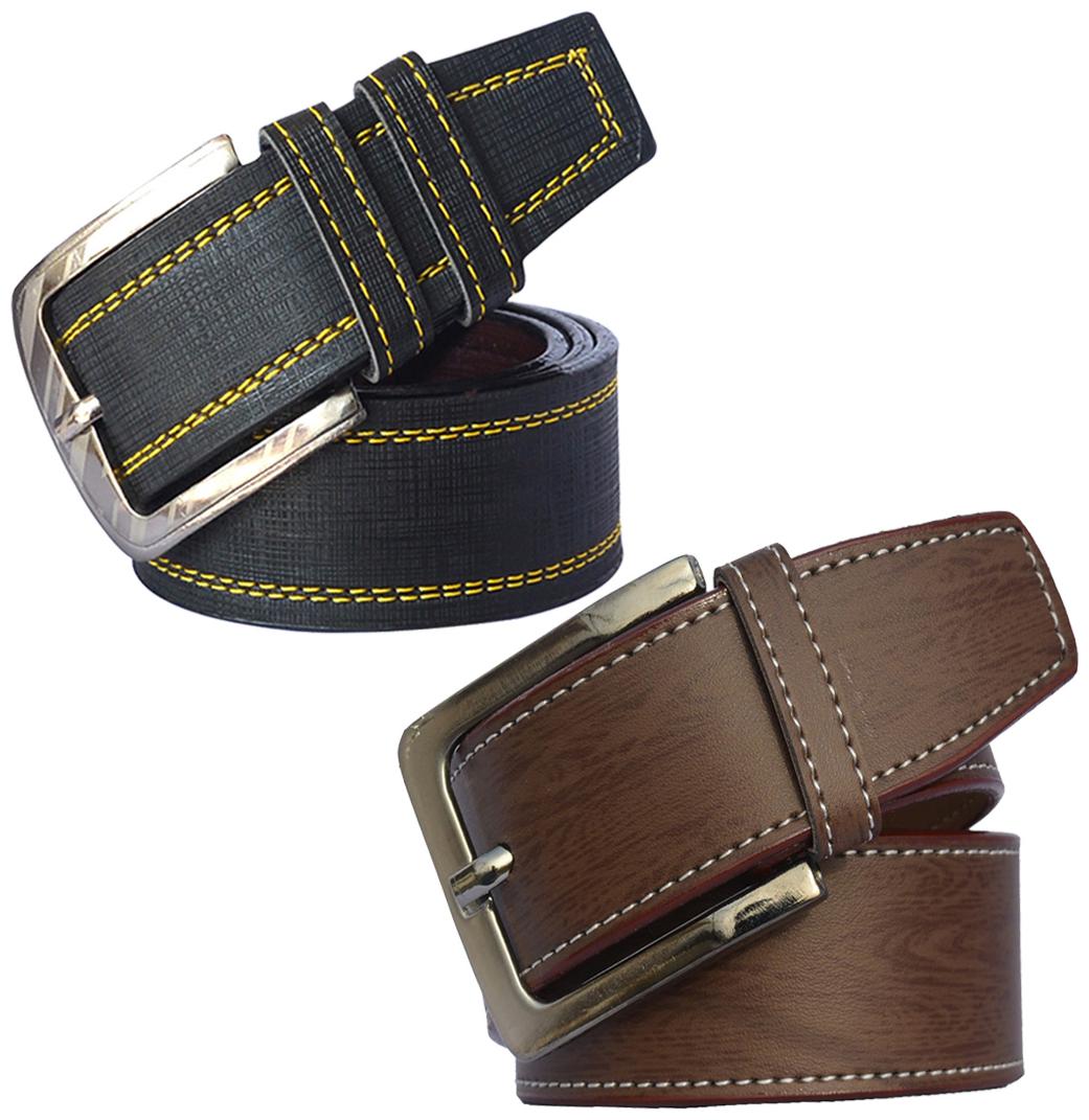 

Sunshopping Men s Black and Brown Formal Synthetic Belts