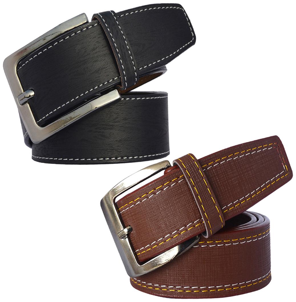 

Sunshopping Men s Brown and Black Formal Synthetic Belts