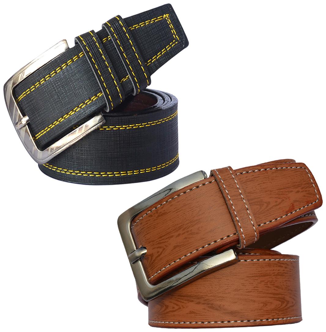 

Sunshopping Men s Black and Tan Formal Synthetic Belts