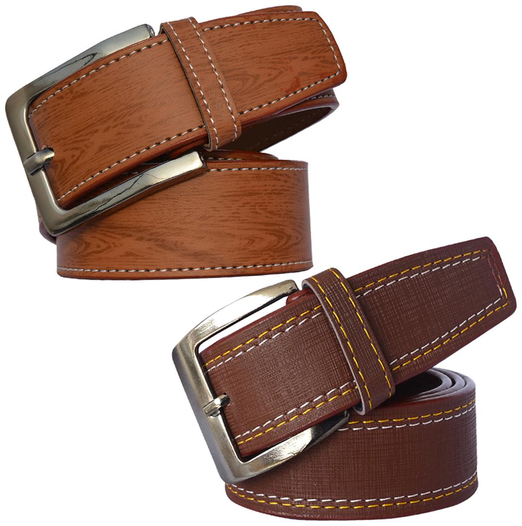 

Sunshopping Men s Tan and Brown Formal Synthetic Belts