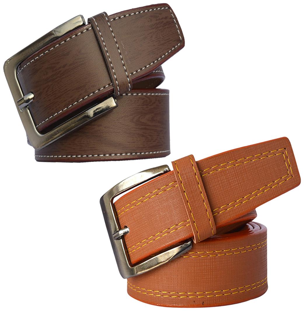 

Sunshopping Men s Brown and Tan Formal Synthetic Belts
