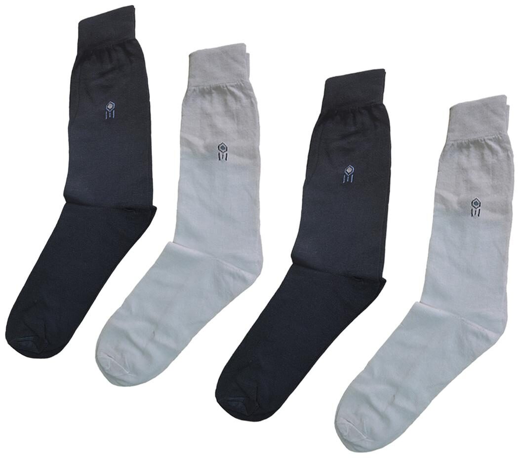 

Sunshopping White Black Cotton Ankle length socks ( 4 pairs )