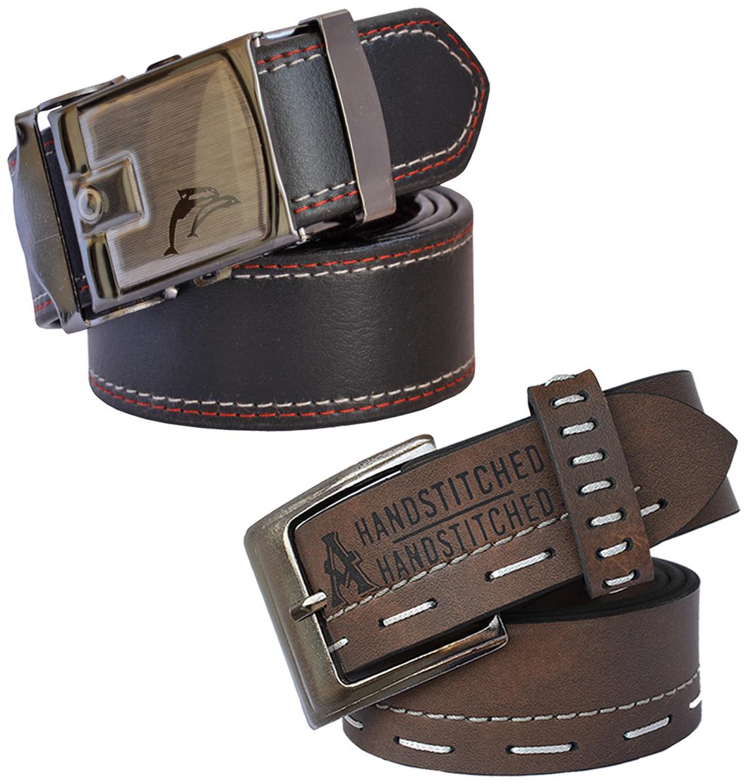 

Sunshopping Men s Brown and Black Formal Synthetic Belts