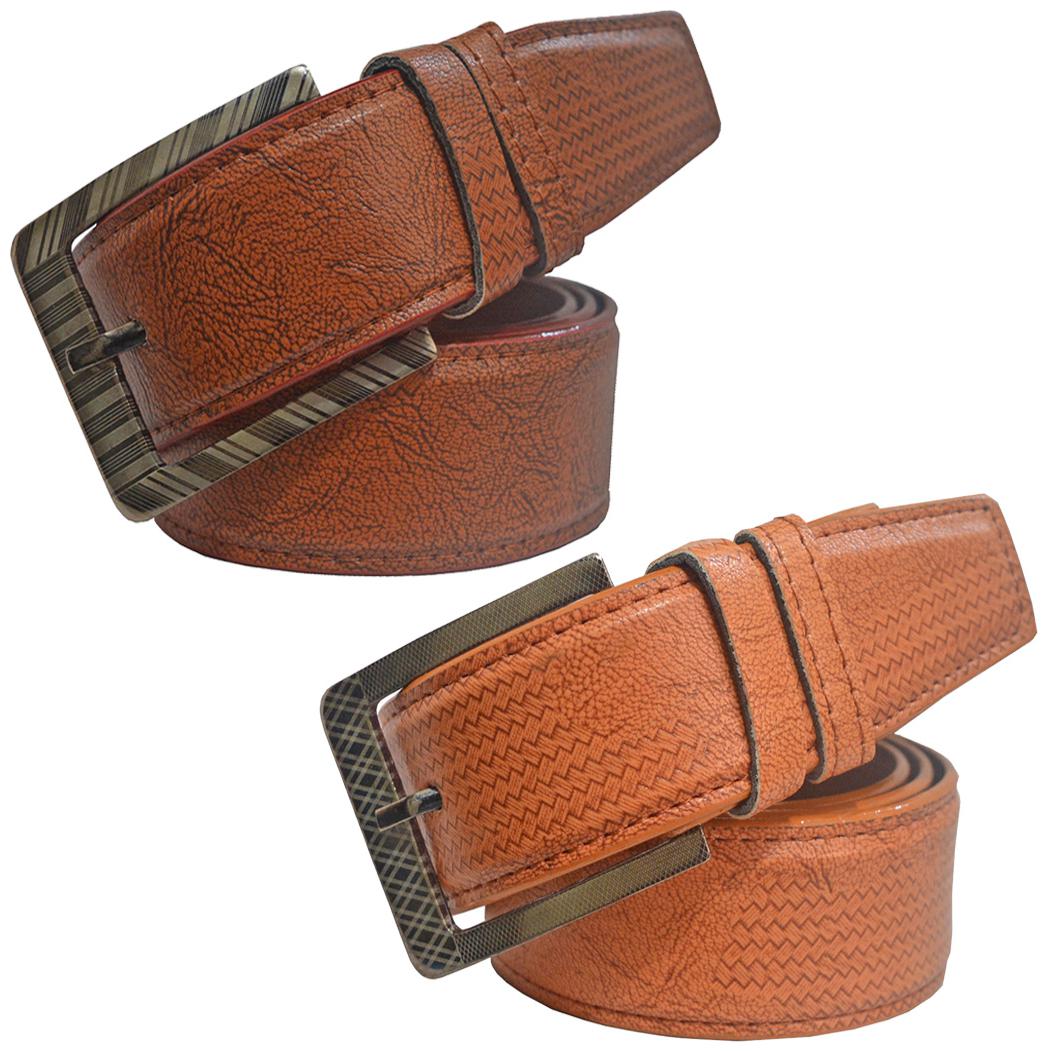 

Sunshopping men s brown and tan leatherite needle pin point buckle belt size from 28 to 38 (pack of two)