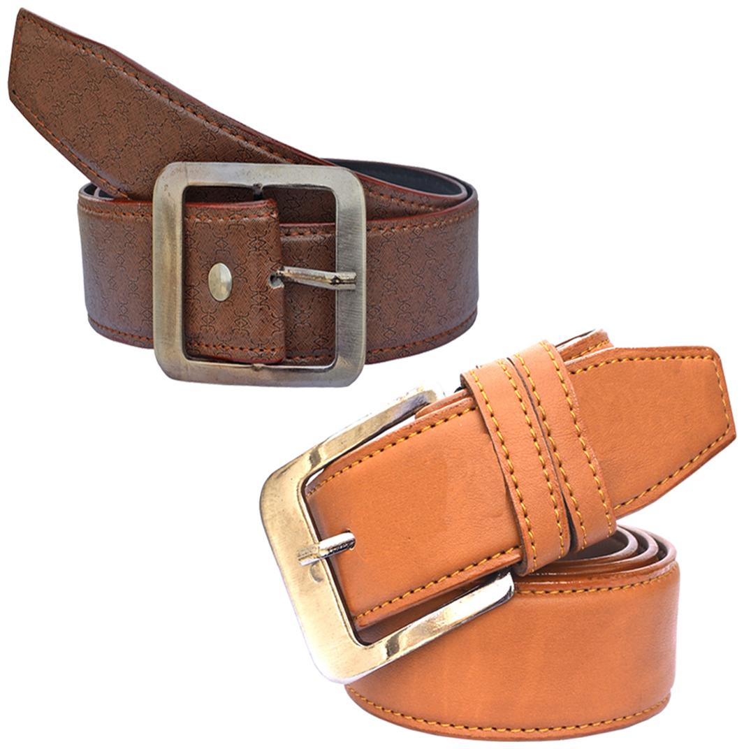 

Sunshopping Men s Brown And Tan Synthetic Belts Combo