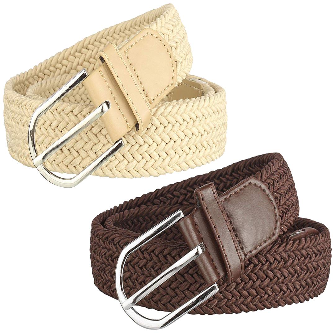 

Sunshopping Men Brown And Cream Elastic Belt