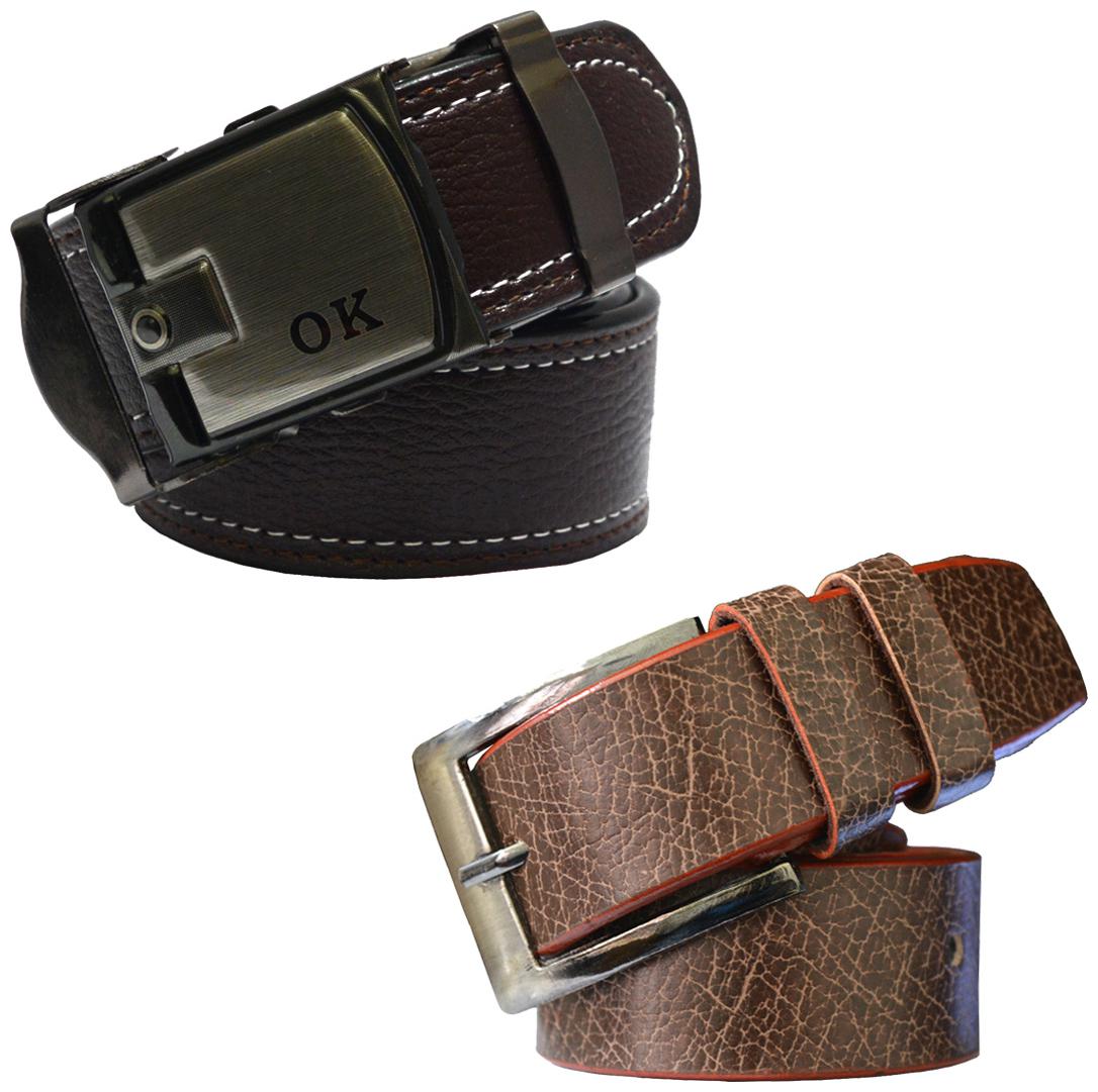 

Sunshopping Men s Brown Leatherite Belt (Pack Of Two)