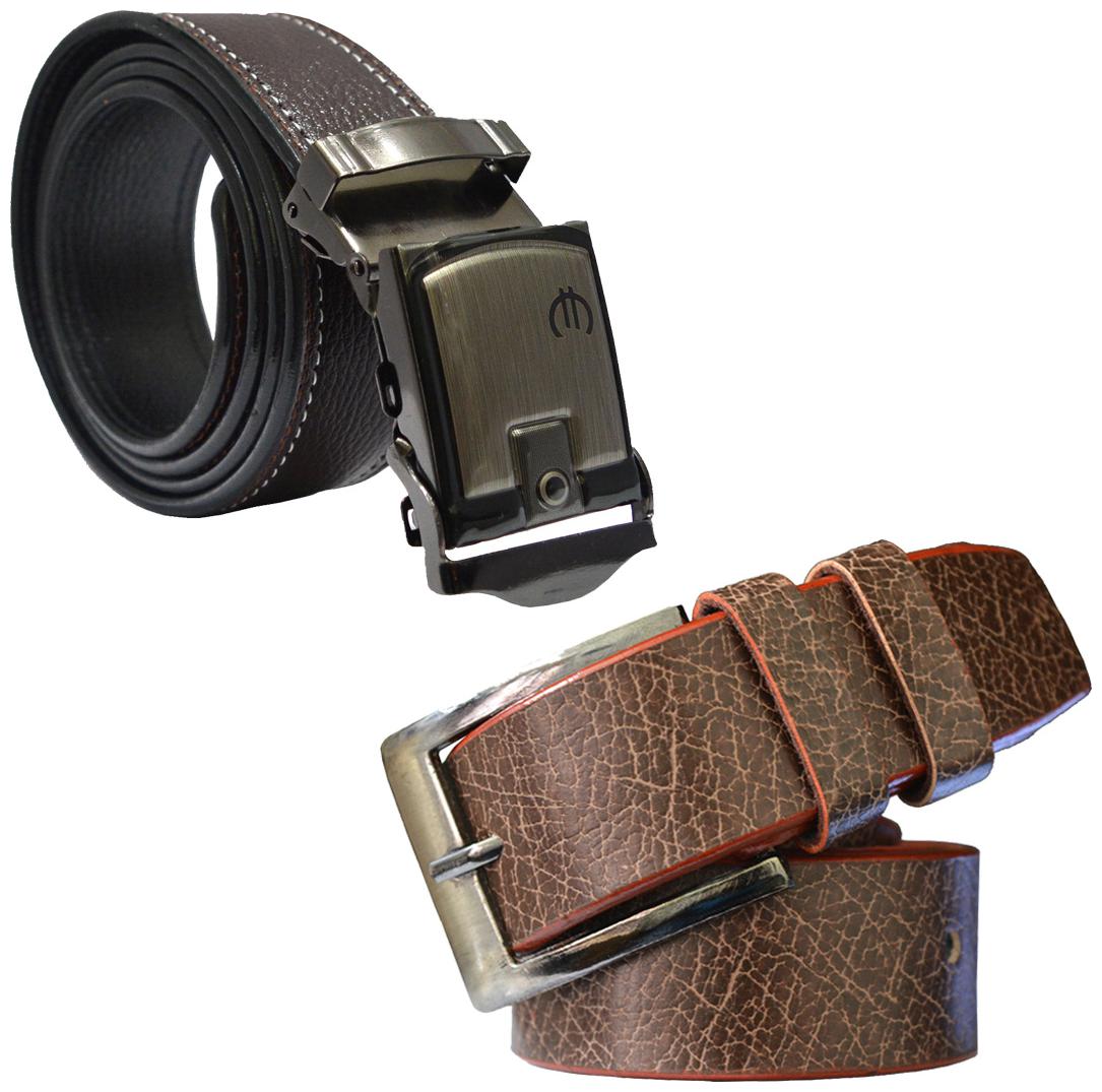 

Sunshopping Men s Brown Leatherite Belt (Pack Of Two)