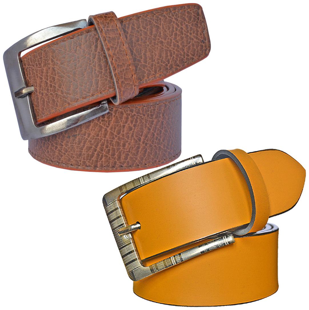

Sunshopping Men s Brown And Tan Synthetic Leather Belt