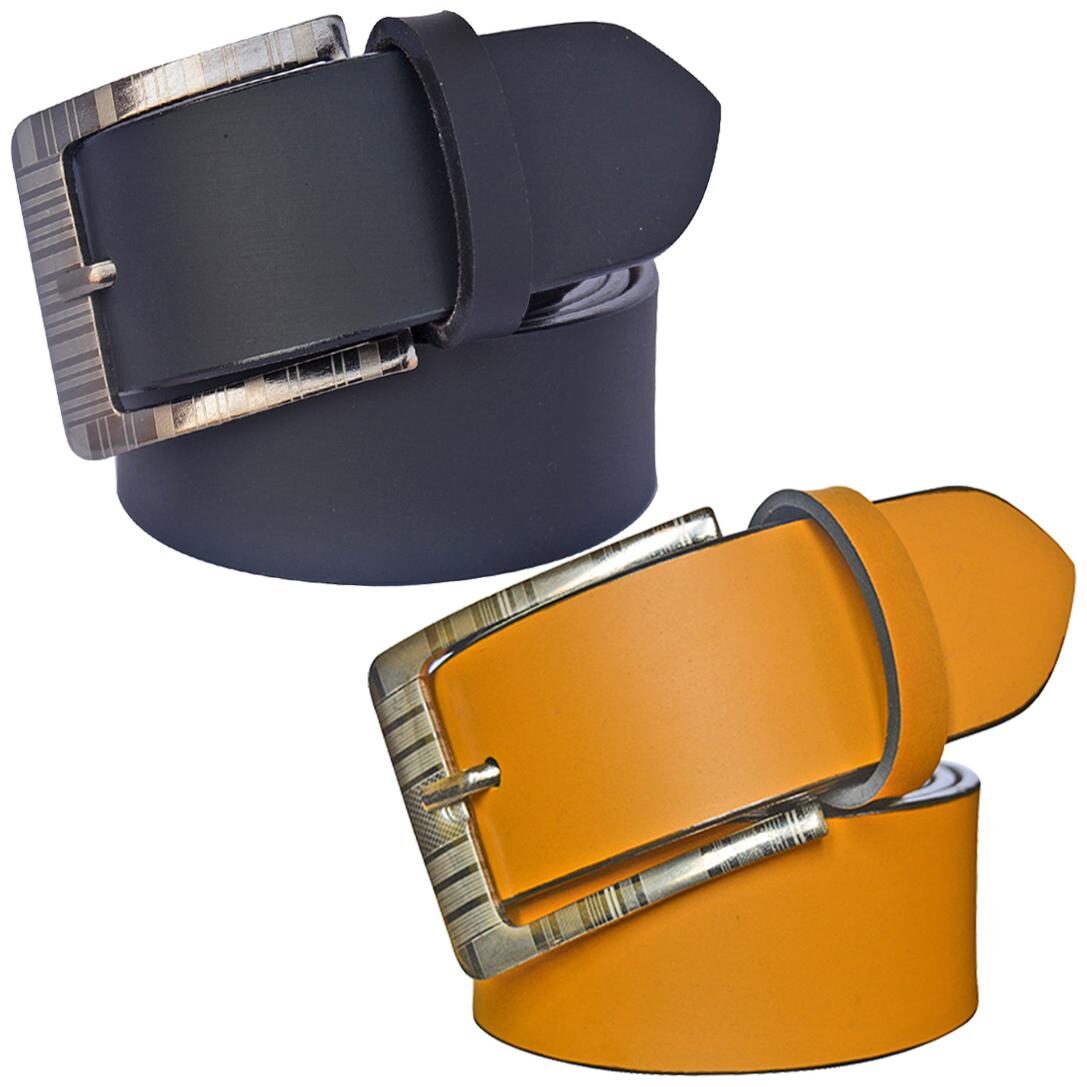 

Sunshopping Men s Black And Tan Synthetic Leather Belt
