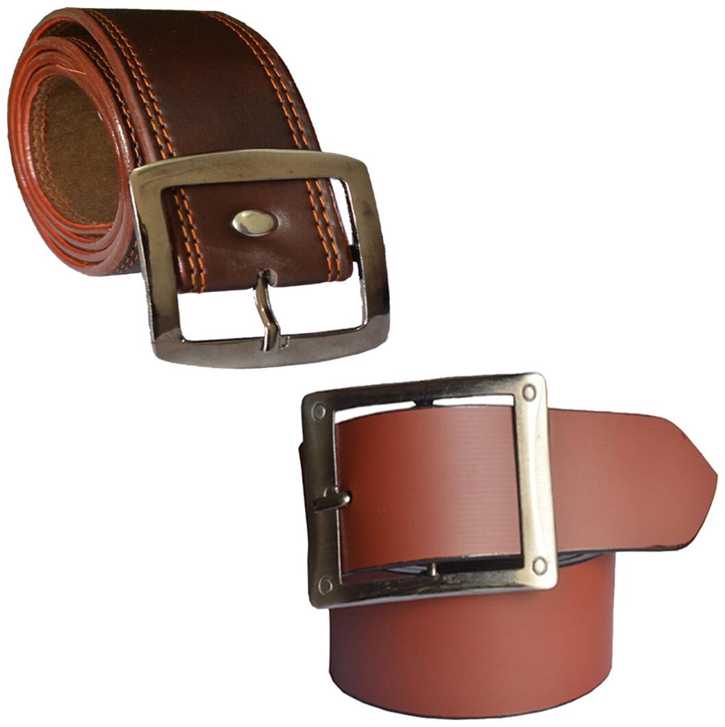 

Sunshopping men s Brown and Tan Leatherite belts combo