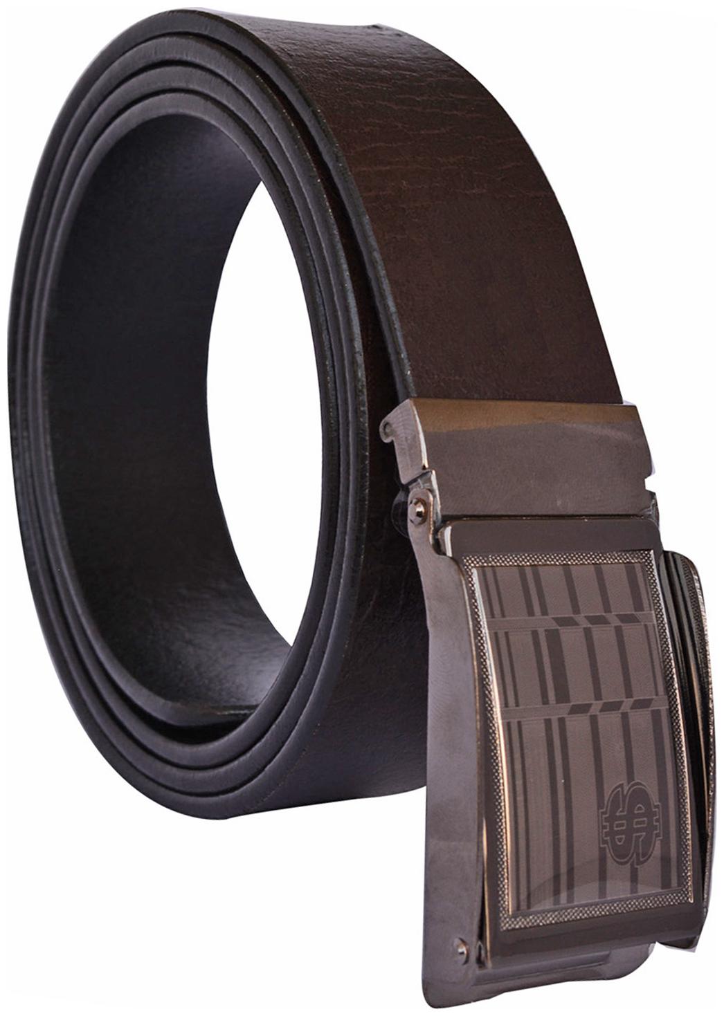 

Sunshopping Men s Brown Leather Auto Lock Buckle Belt