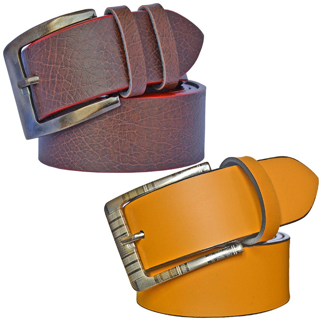 

Sunshopping Men s Brown And Tan Synthetic Leather Belt