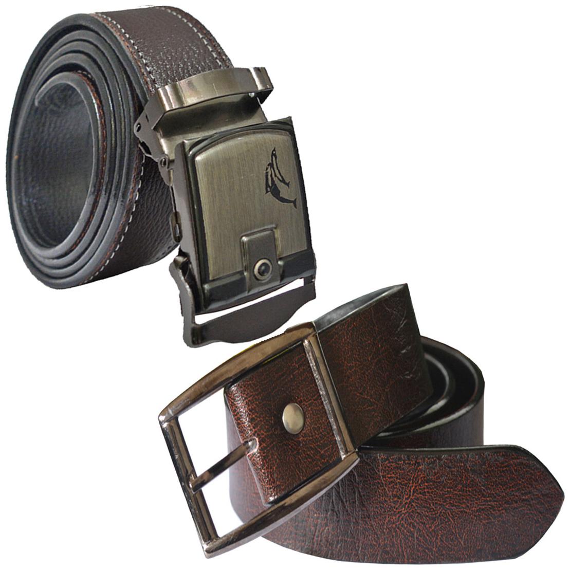 

Sunshopping Men s Brown Leatherite Belt (Pack Of Two)