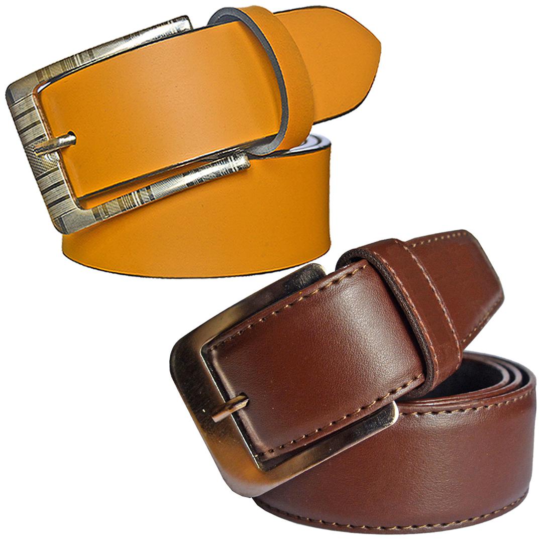 

Sunshopping Men s Brown And Tan Synthetic Leather Belt