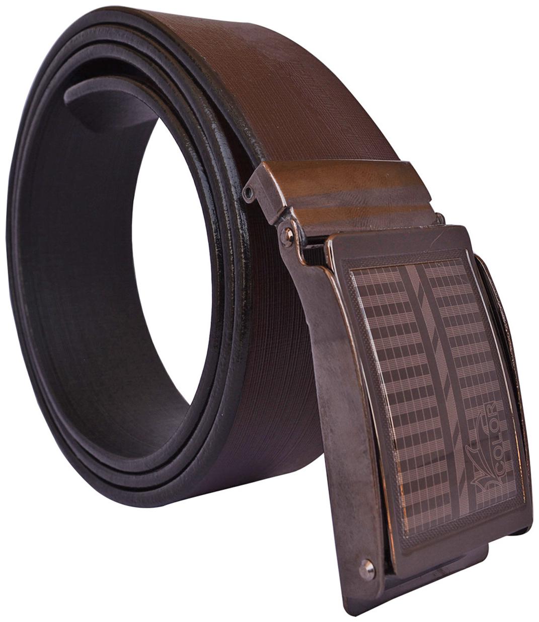 

Sunshopping Men s Brown Leather Auto Lock Buckle Belt
