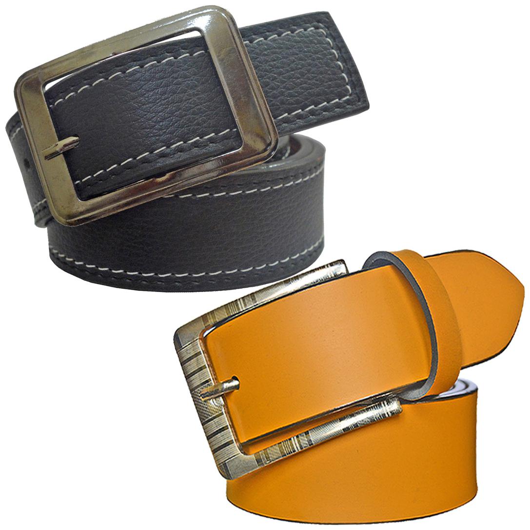 

Sunshopping Men s Black And Tan Synthetic Leather Belt